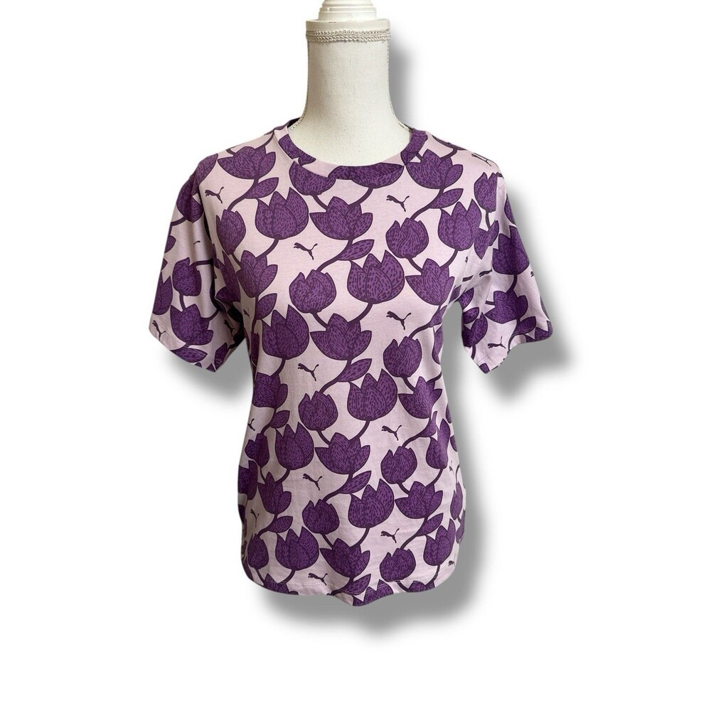 NWT Puma Women’s XS Purple Tulip Blossom AOP T-Shirt Tee Short Sleeve New